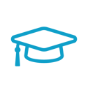 Techspert Icons Light Blue_Education - Graduation cap